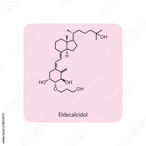 Eldecalcidol flat skeletal molecular structure Vitamin D agonist drug used in Osteoporosis treatment. Vector illustration scientific diagram.