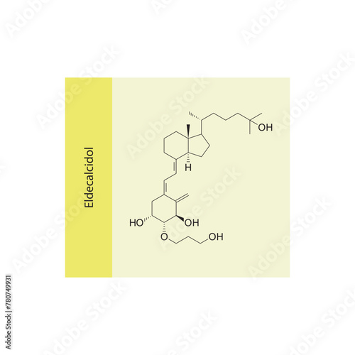 Eldecalcidol flat skeletal molecular structure Vitamin D agonist drug used in Osteoporosis treatment. Vector illustration scientific diagram.