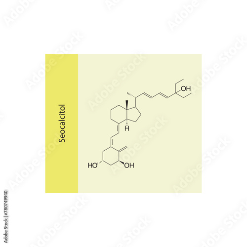 Seocalcitol flat skeletal molecular structure Vitamin D agonist drug used in Cancer treatment. Vector illustration scientific diagram.