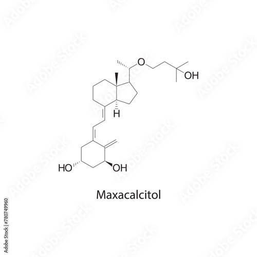 Maxacalcitol flat skeletal molecular structure Vitamin D agonist drug used in Secondary hyperparathyroidism treatment. Vector illustration scientific diagram.