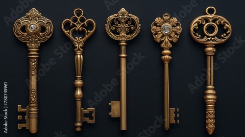 vintage victorian style golden keys