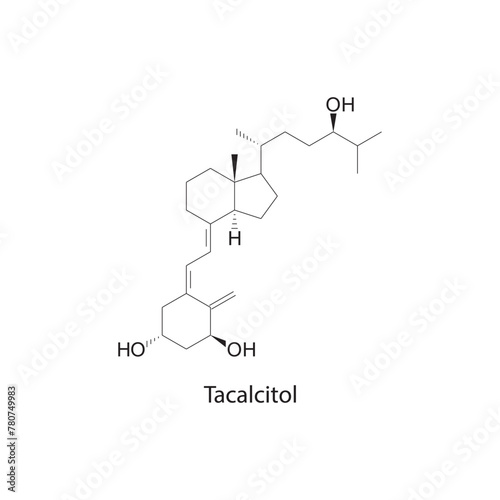 Tacalcitol flat skeletal molecular structure Vitamin D agonist drug used in Psoriasis treatment. Vector illustration scientific diagram.