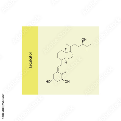 Tacalcitol flat skeletal molecular structure Vitamin D agonist drug used in Psoriasis treatment. Vector illustration scientific diagram.