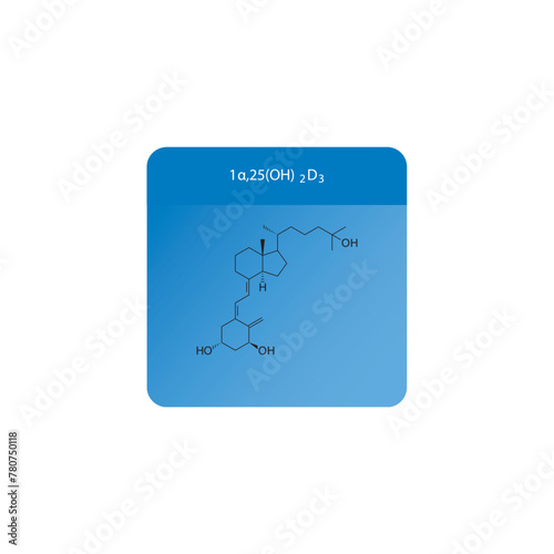 1α,25(OH)2D3 flat skeletal molecular structure Vitamin D agonist drug used in Vitamin D deficiency treatment. Vector illustration scientific diagram.