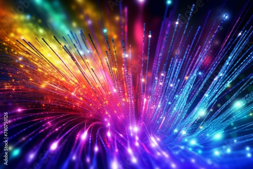 Vibrant Fiber Optics Colorful Technological Background 