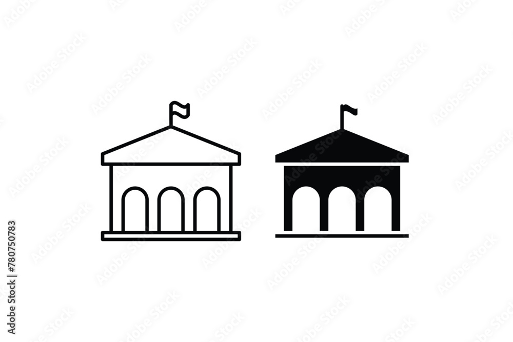 City hall building line icon, outline vector sign, linear style pictogram on white background. Capitol symbol, Architecture and Travel collection.