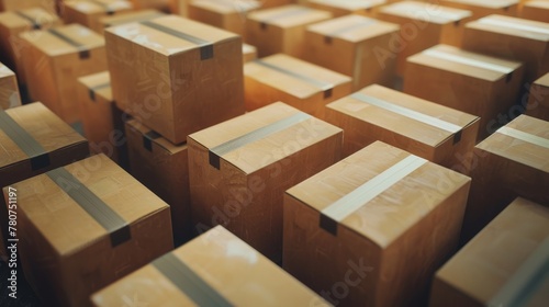 4K close-up of numerous cardboard boxes  showcasing texture and pattern  ideal for background use