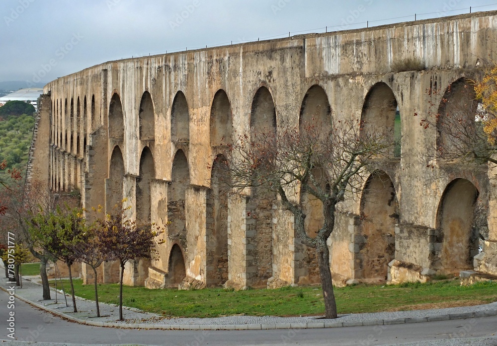 Historic city wall and aquaduct in Elvas, Alentejo - Portugal