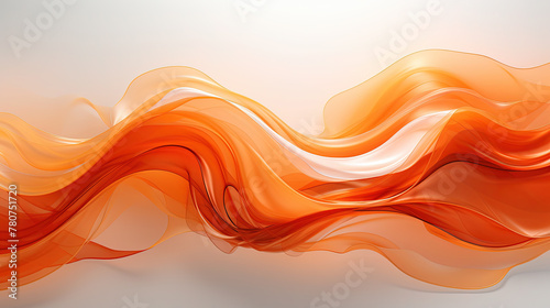 A Single Abstract Art White and Orange Scribble Wavy Lines on a Biege Color Background