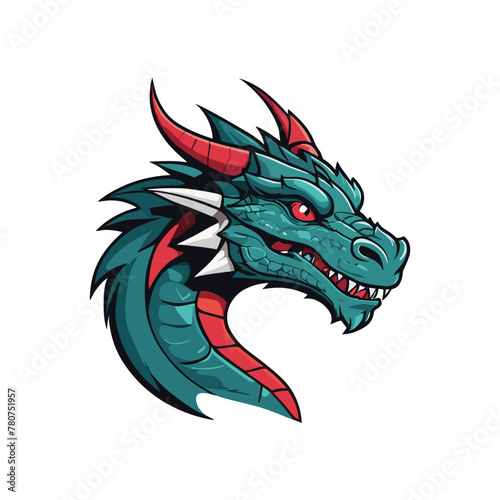 Wallpaper Mural Vintage Green Dragon Head Illustration Torontodigital.ca