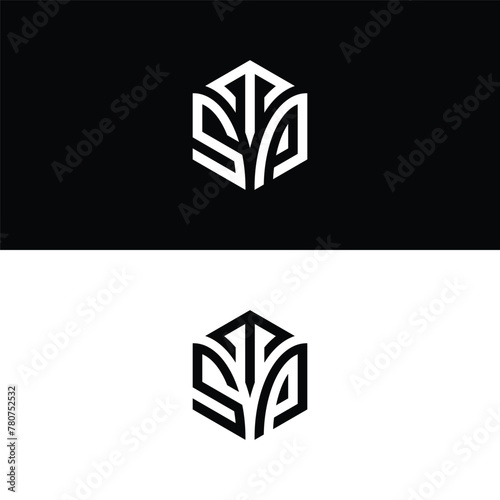 Initial letter TSP hexagon logo design, flourish, develop, natural, luxury, simple, finance logo, real estate. photo