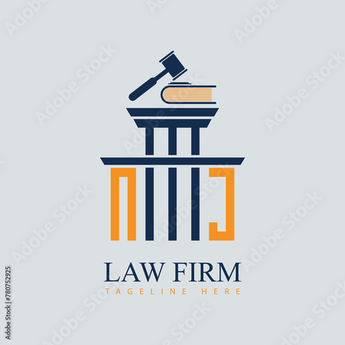 NJ Set of modern law firm justice logo design vector graphic template.