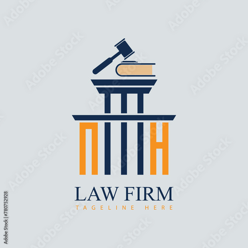 NH Set of modern law firm justice logo design vector graphic template.