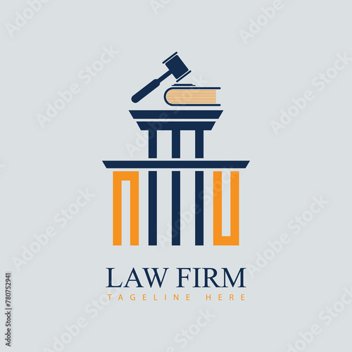 NU Set of modern law firm justice logo design vector graphic template.