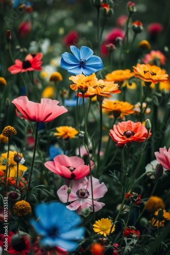 spring close-up shot of blooming flowers in a garden. ai generated © Andrei