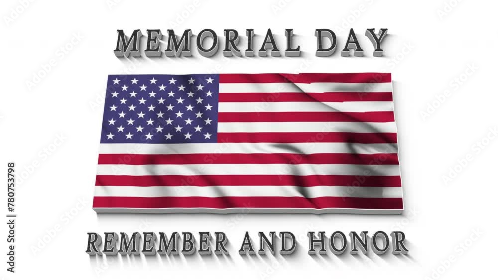 Usa Memorial day text animation.Elegant 3d text reveal on white background.happy memorial day.Motion graphics celebration animation. Usa Memorial day text animation.Elegant 3d text reveal on white background.happy memorial day.Motion graphics celebration animation.