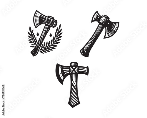 axe silhouette vector icon graphic logo design