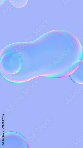 Abstract summer liquid blobs. soap bubbles on purple background. seamless loop animation background.