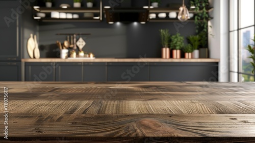 beautiful kitchen on a wooden board to place objects in high resolution and high quality HD