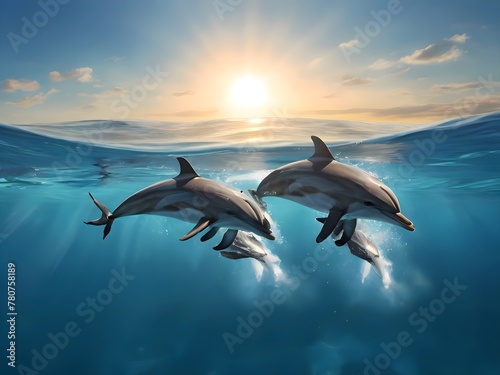 dolphins jumping into the sea playing