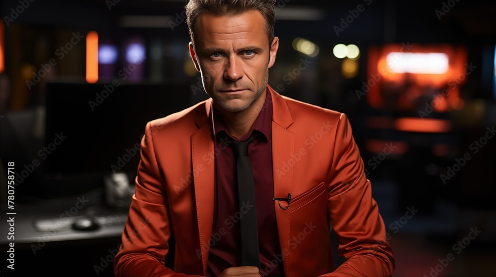 Confident Businessman in Red Blazer Confident Businessman in Red Blazer