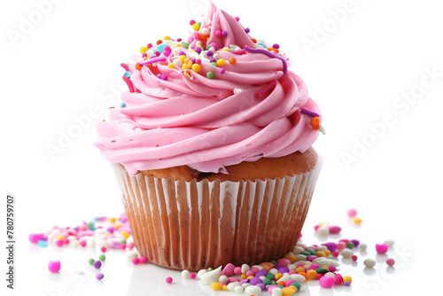 muffin covered with pink cream