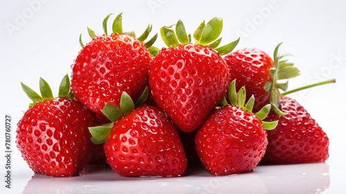 A Group of Fresh Strawberry Fruit On Isolated White Background
