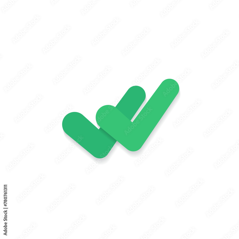 Green double checked icon design for seen or read message on chat apps. User interface. Vector illustration.