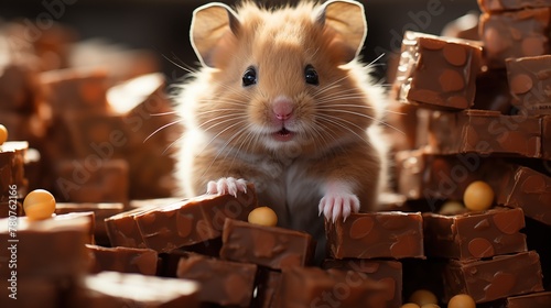 Hamster Amidst Chocolate Treats photo