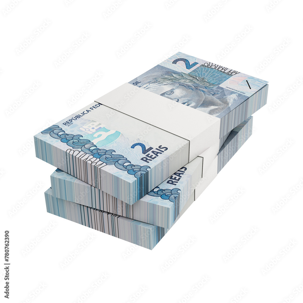 Flying 3D Brazilian Two Reais Banknote with Transparent Background Flying 3D Brazilian Two Reais Banknote with Transparent Background