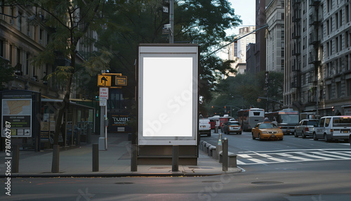 Blank billboard on sidewalk