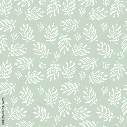 Natural Leaves Seamless Pattern. Pattern on Pastel Background for Clothing, Textile and Nursery décor.	