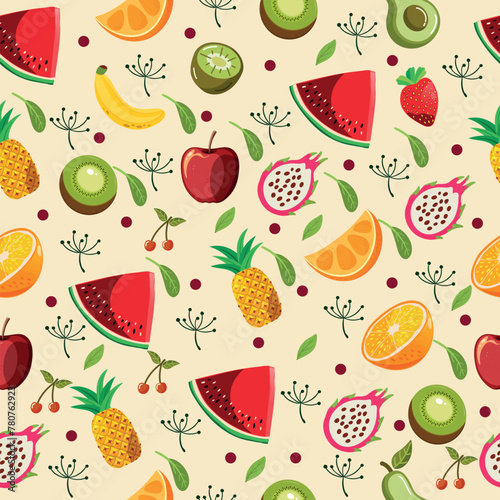 Seamless fabric fruit pattern design