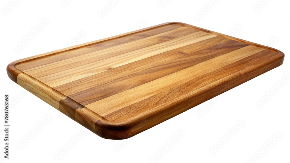 Wooden cutting board isolated on transparent background