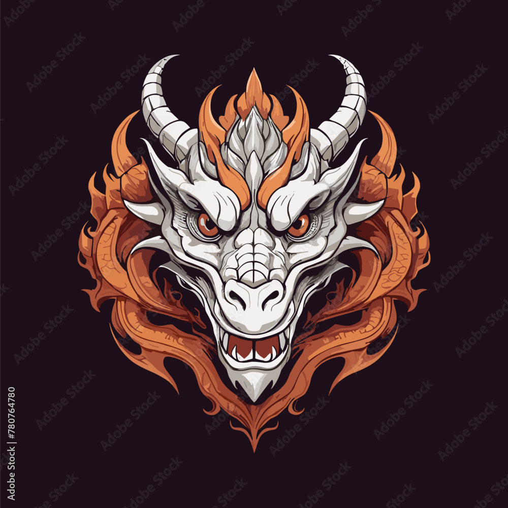 Fototapeta premium Dragon head illustration with a classic design
