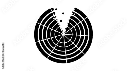 Radar emblem, black isolated silhouette