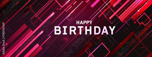 banner with the inscription "HAPPY BIRTHDAY", in dark red and pink colors featuring geometric shapes convey warmth and celebration Generative AI