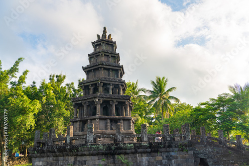 Summer scenery of Meilang Sisters Twin Towers in Chengmai, Hainan, China photo