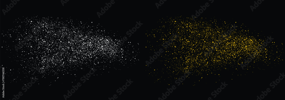 Fototapeta premium Shiny abstract glow shimmer dust gold glitter vector illustration background. Vector gold glitter abstract golden dots dust template background design