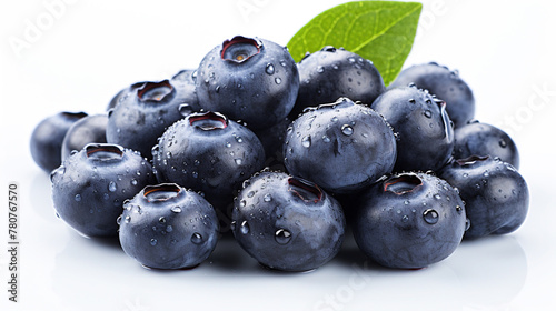 A Pile of Fresh Blue Berry Fruit On Isolated White Background