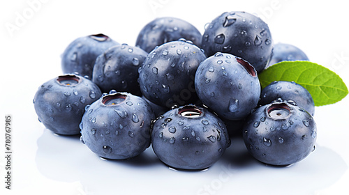 A Pile of Fresh Blue Berry Fruit On Isolated White Background