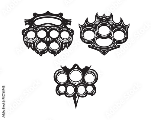 Brass Knuckles silhouette vector icon graphic logo design