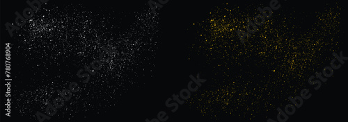 Abstract vector gold glitter background design element. Golden dot effect gold glitter texture vector on black background