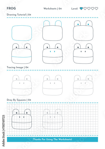 How to Draw Doodle Frog, Cartoon Character Step by Step Drawing Tutorial. Activity Worksheets For Kids