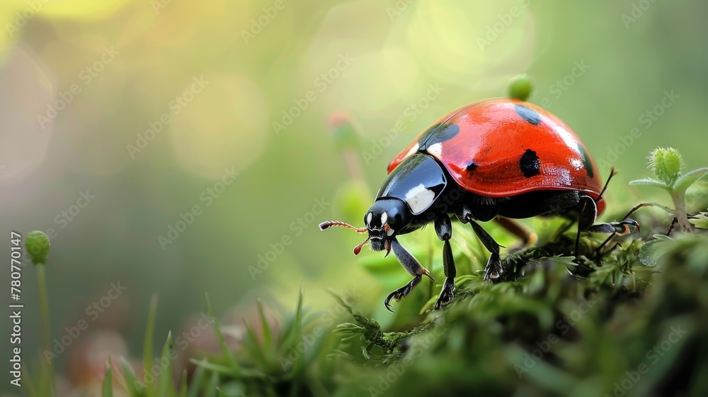 Fototapeta premium Red and Black Bug on Green Plant