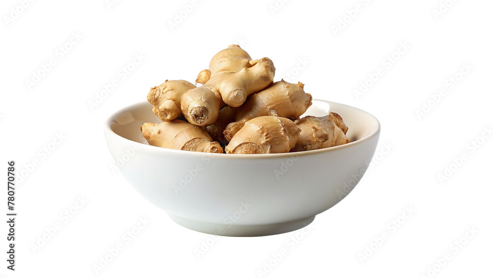 ginger in bowl isolated on transparent background ginger in bowl isolated on transparent background