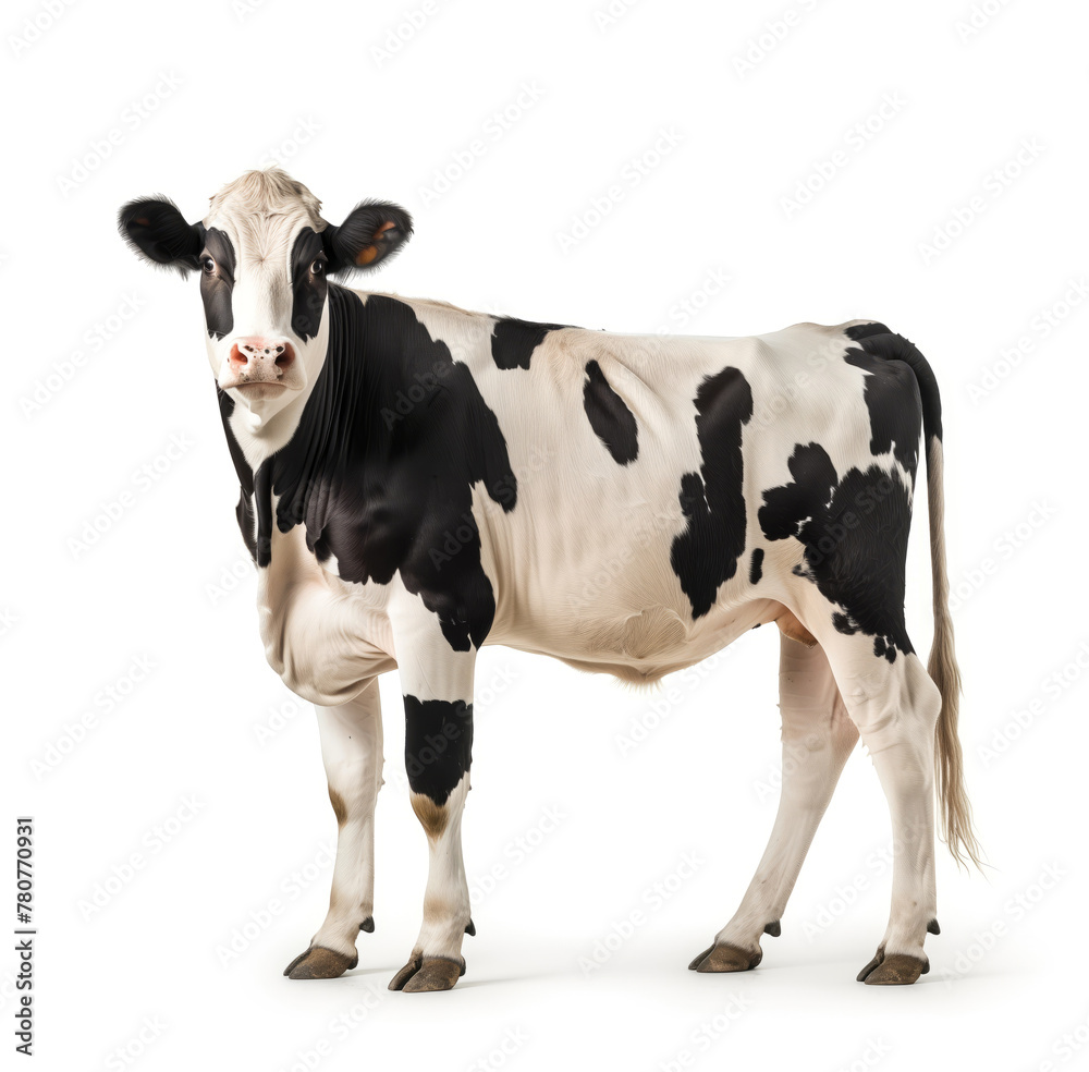 Profile of a curious black and white cow