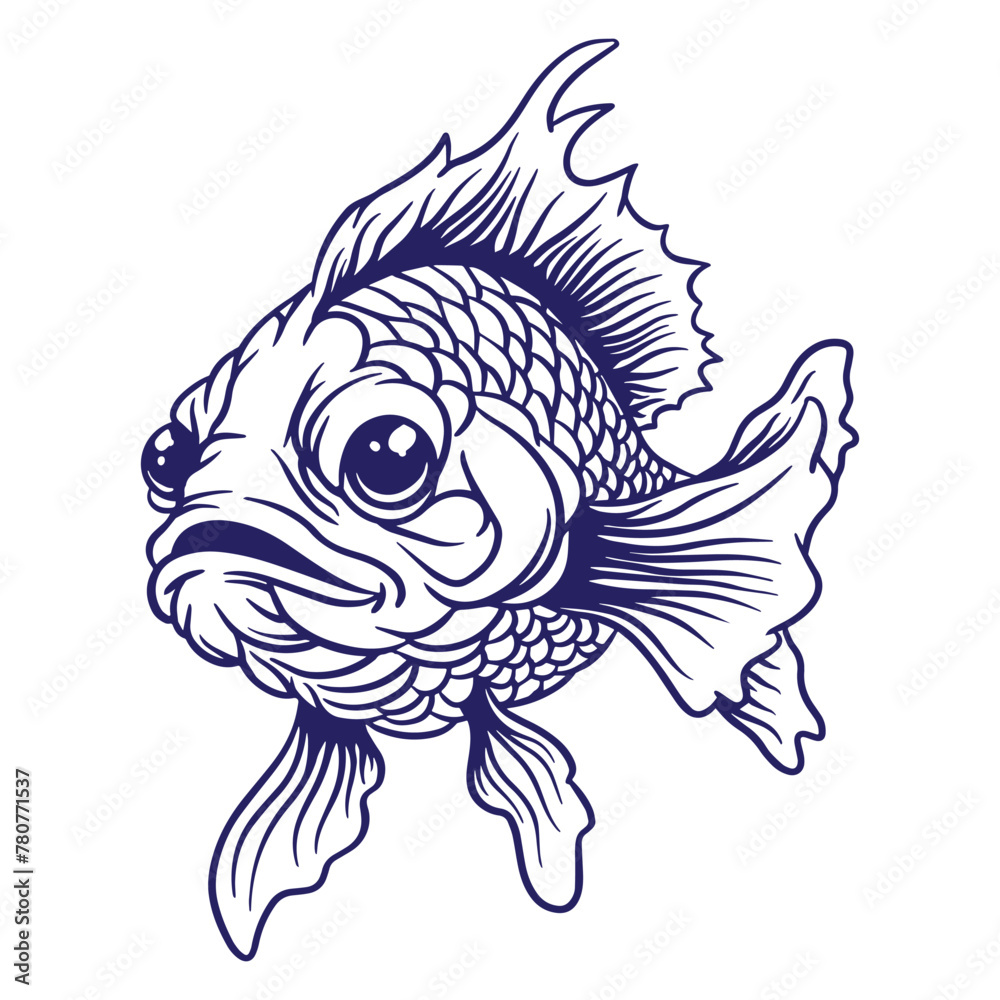 Fototapeta premium hand drawn ryukin goldfish illustration 