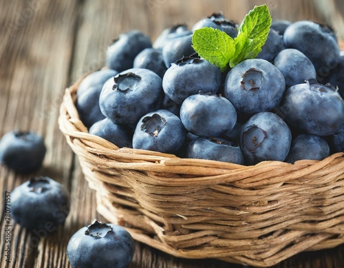 Wallpaper Mural Korb mit Blaubeeren auf Holzhintergrund  Torontodigital.ca