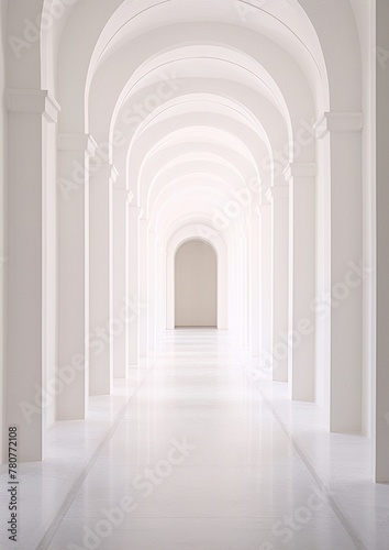liminal space , long white arched hallway , white , architecture , interior , minimalism © AmayaBaki